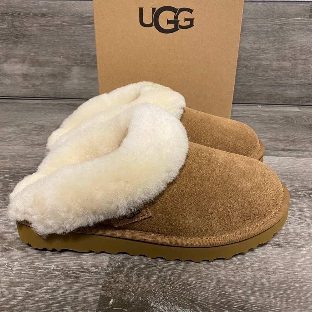 UGG | Cluggette Fur Lined Slippers In Chestnut NEW In Box Size 5
